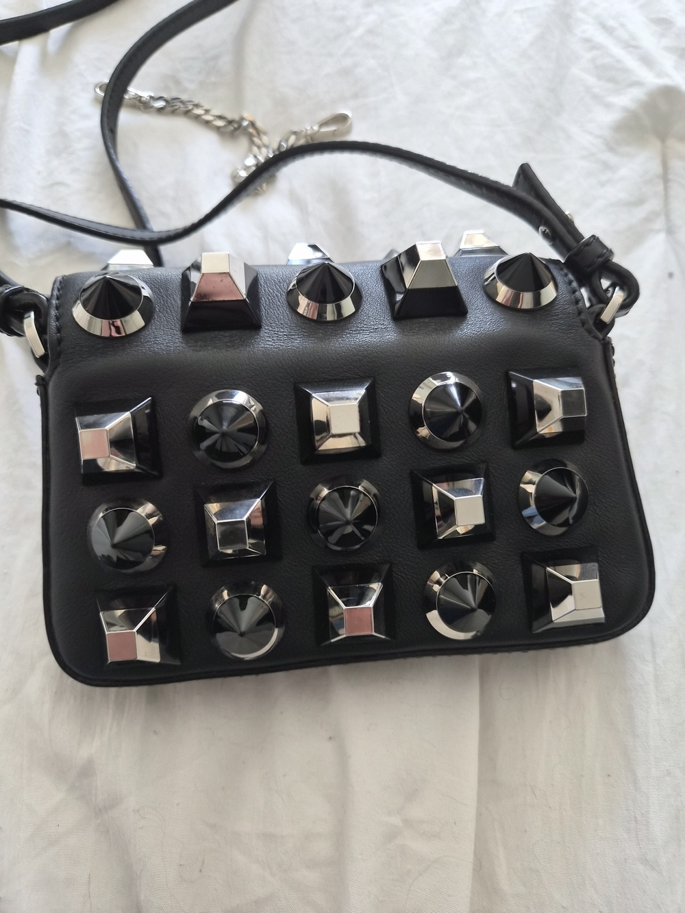 Fendi Black Mini Studded Leather Shoulder Bag - Picture 2 of 4